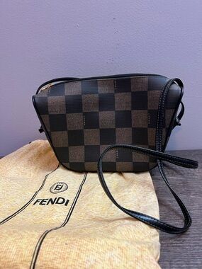 Fendi Black and Brown Checker Crossbody Bag